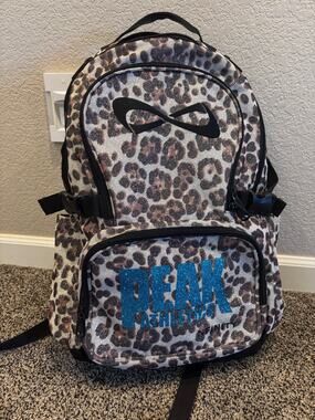 Nfinity Cheetah Print Backpack - "Peak Athletics" Blue Glitter Customization
